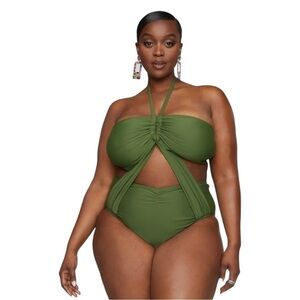 Fashion to Figure Martine Halter Style Monokini in Olive Size 1